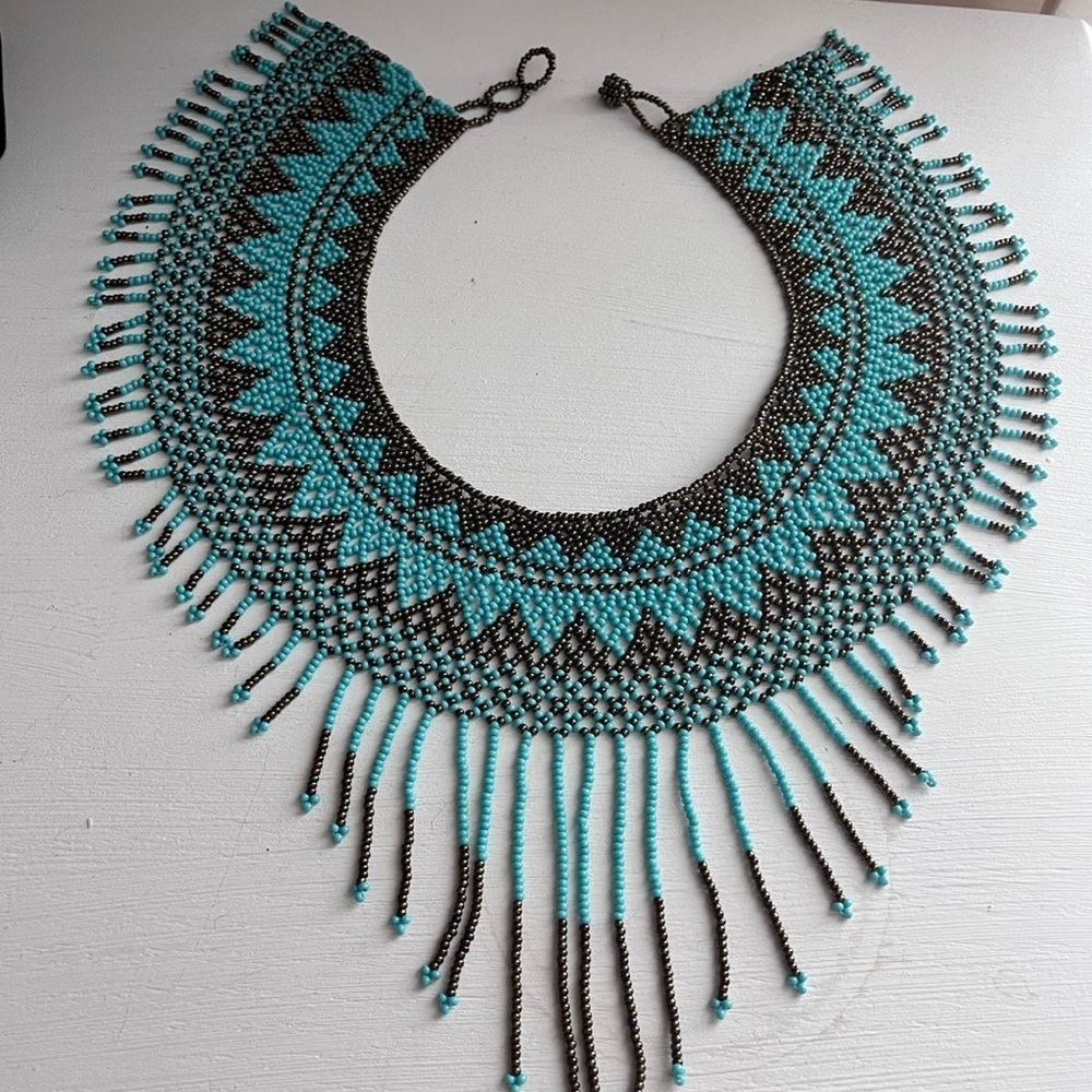 Colorful  hand made Seed Bead necklace choker